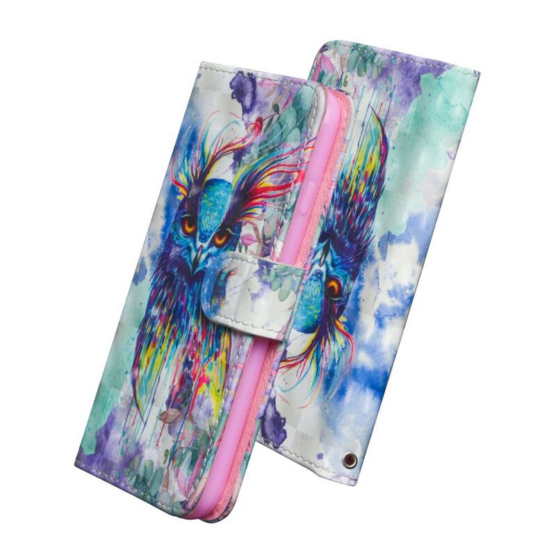 Capa De Couro Para iPhone 12 Mini Pássaro Aquarela