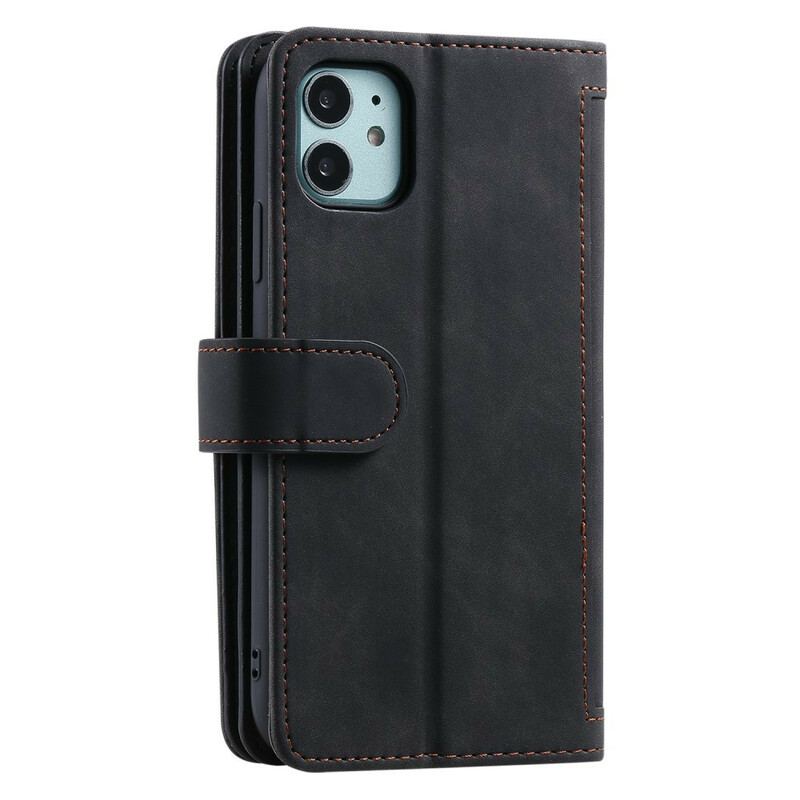 Capa De Couro Para iPhone 12 Mini Porta-moedas 9 Porta-cartões