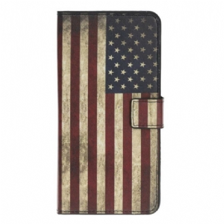 Capa Em Pele Para iPhone 12 Mini Bandeira Dos Eua