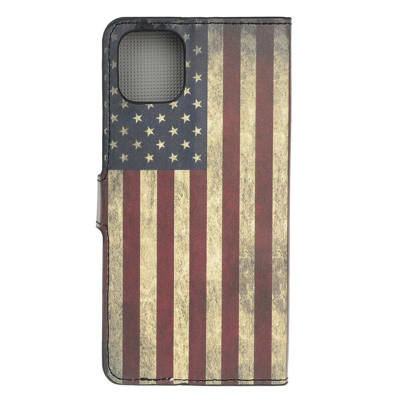 Capa Em Pele Para iPhone 12 Mini Bandeira Dos Eua