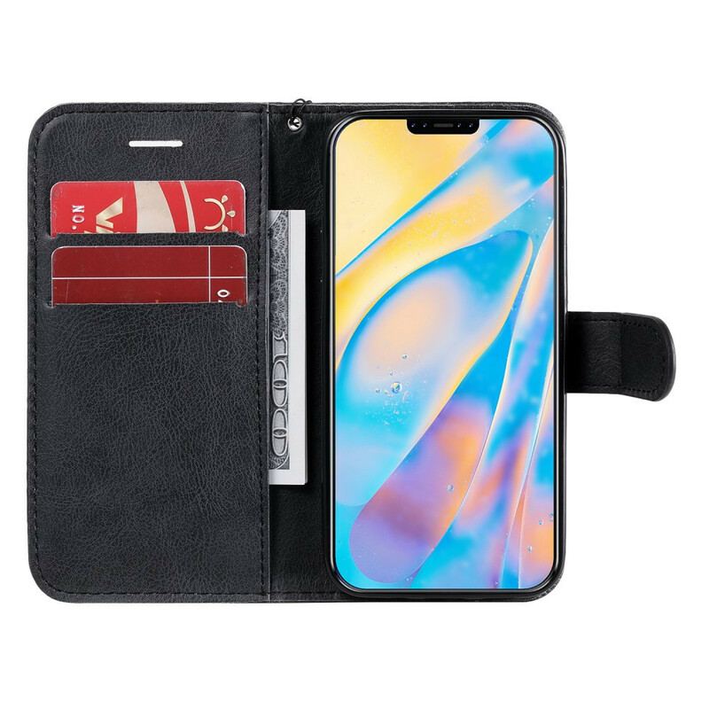 Capa Em Pele Para iPhone 12 Mini De Cordão Strappy Série De Cores Sólidas