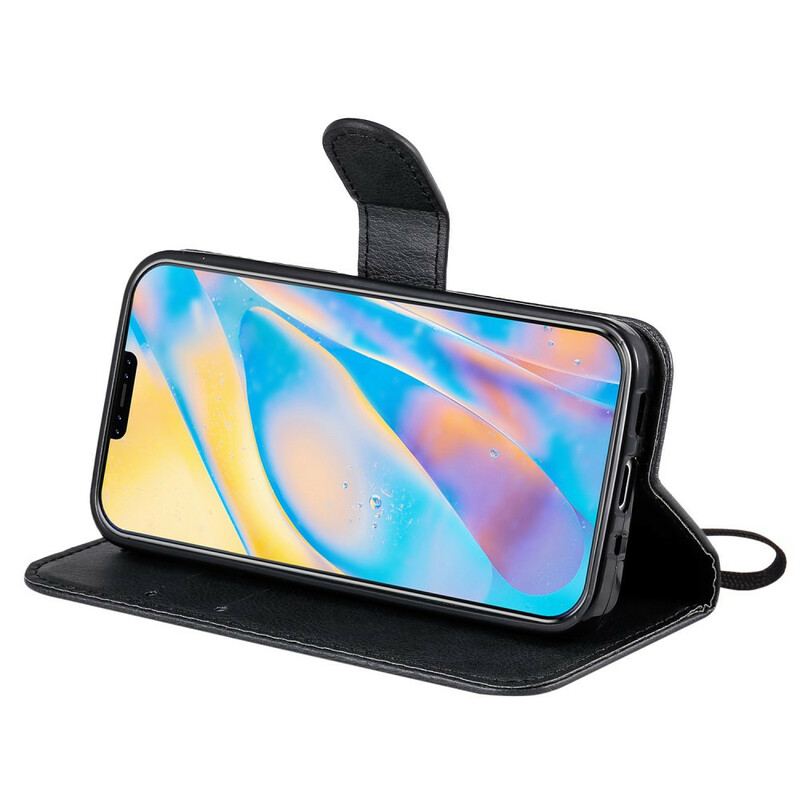 Capa Em Pele Para iPhone 12 Mini De Cordão Strappy Série De Cores Sólidas