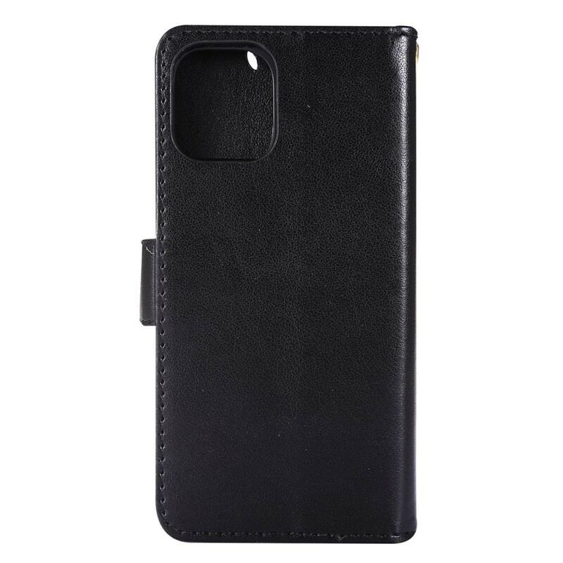 Capa Flip Para iPhone 12 Mini Cordão De Borboletas E Flores