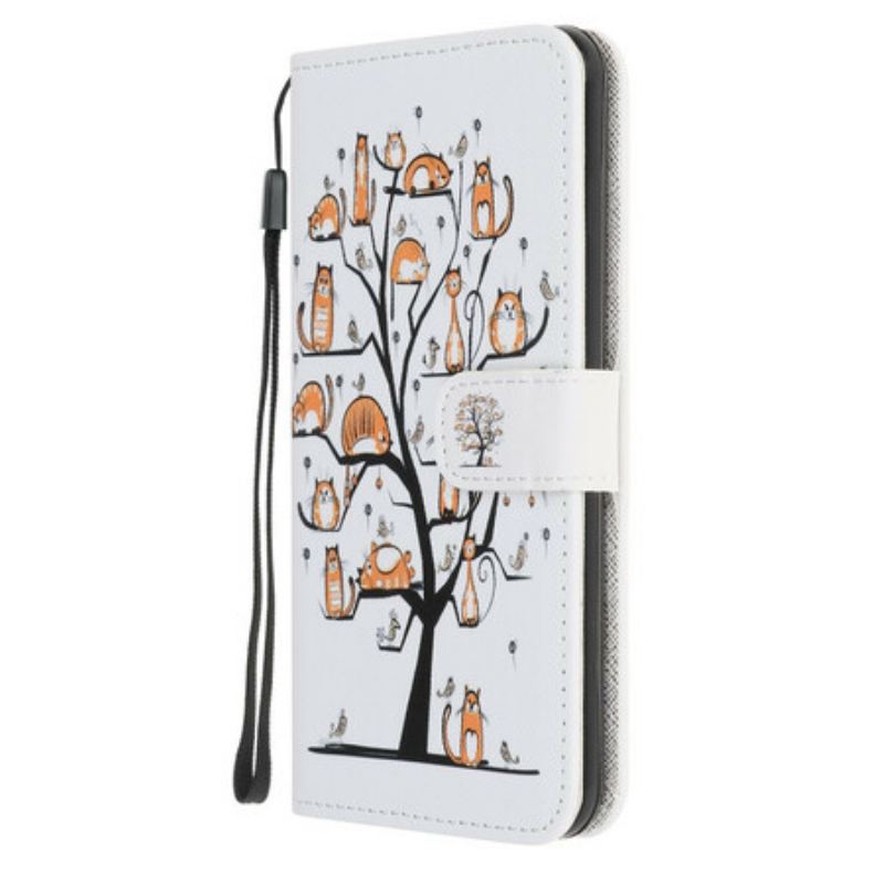 Capa Flip Para iPhone 12 Mini De Cordão Gatos Divertidos Com Alça