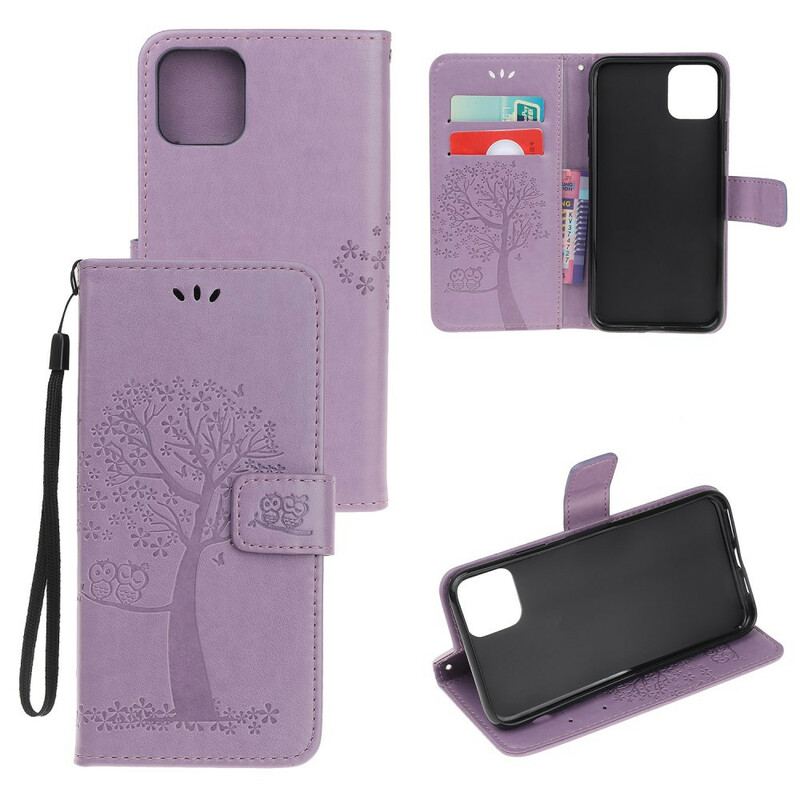 Capa Flip Para iPhone 12 Mini De Cordão Tanga E Corujas