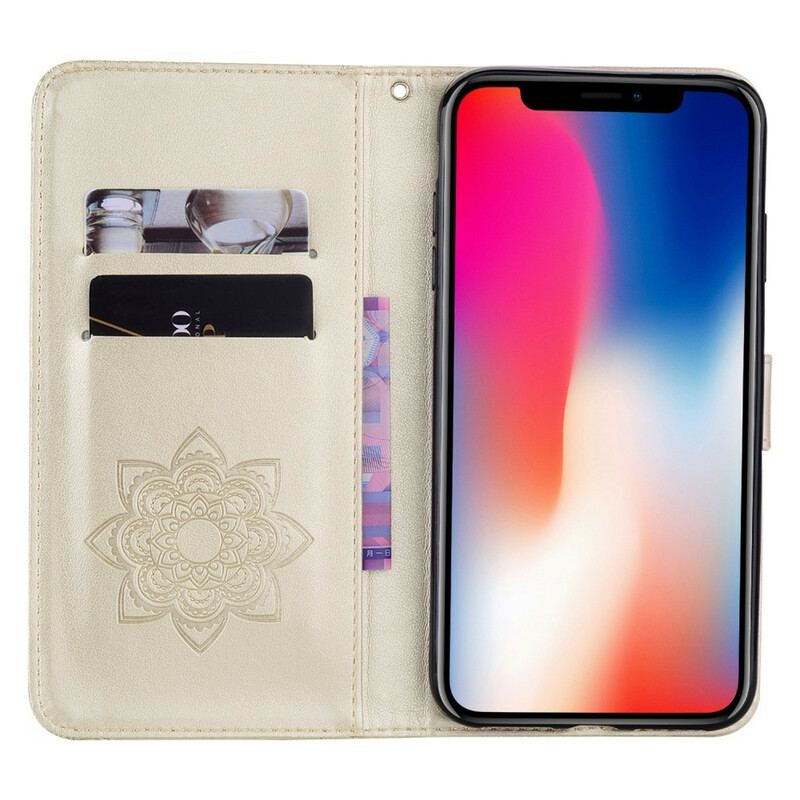 Capa Folio Para iPhone 12 Mini Coruja Mandala E Charme