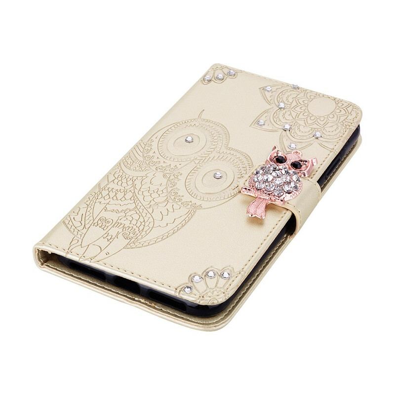 Capa Folio Para iPhone 12 Mini Coruja Mandala E Charme