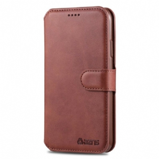 Capa Folio Para iPhone 12 Mini Efeito Couro Azns