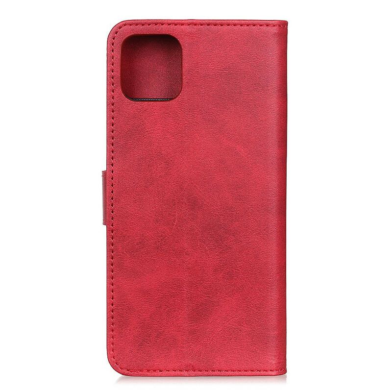 Capa Folio Para iPhone 12 Mini Efeito De Couro Fosco Retrô