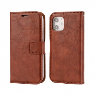 Capa Capa Folio Para iPhone 12 Mini Estilo De Couro Envelhecido Destacável