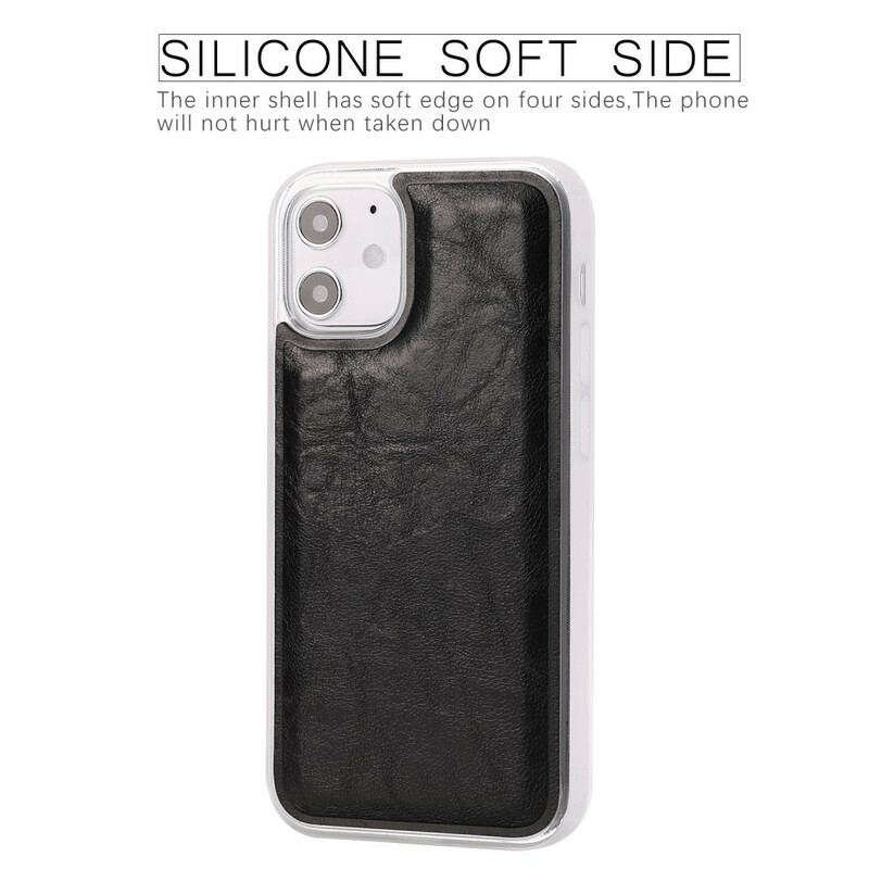 Capa Capa Folio Para iPhone 12 Mini Estilo De Couro Envelhecido Destacável