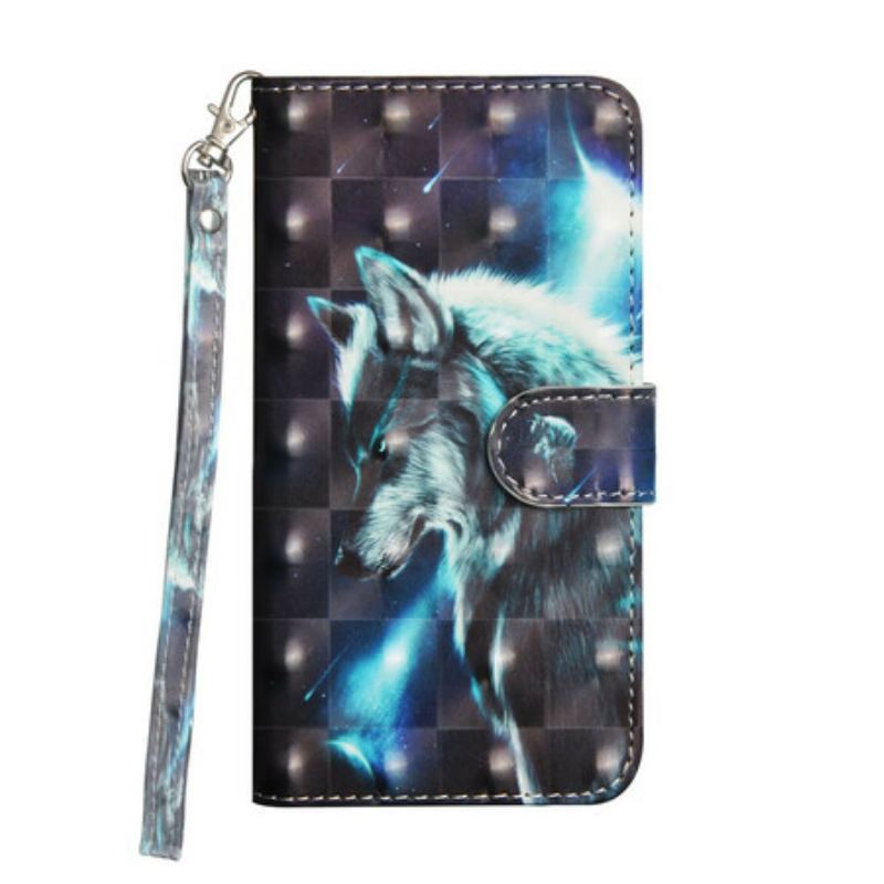 Capa Folio Para iPhone 12 Mini Lobo Majestoso