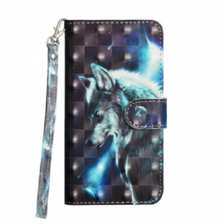 Capa Folio Para iPhone 12 Mini Lobo Majestoso