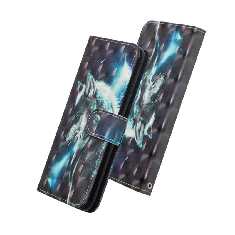 Capa Folio Para iPhone 12 Mini Lobo Majestoso