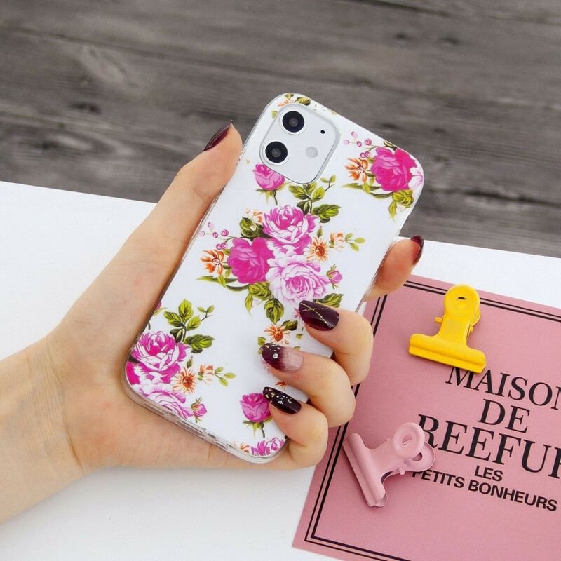 Capa Para iPhone 12 Mini Flores Da Liberdade Fluorescentes