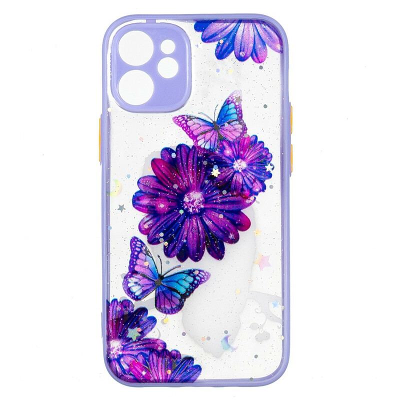 Capa Para iPhone 12 Mini Híbrido De Borboleta Floral