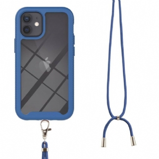 Capa Para iPhone 12 Mini Híbrido Com Cordão E Contorno Colorido