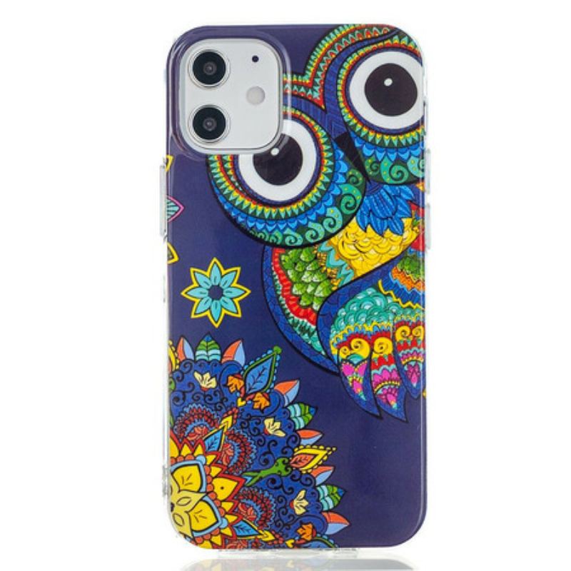 Capa Para iPhone 12 Mini Mandala Coruja Fluorescente