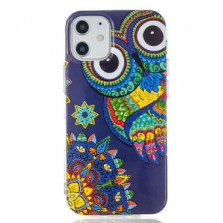 Capa Para iPhone 12 Mini Mandala Coruja Fluorescente