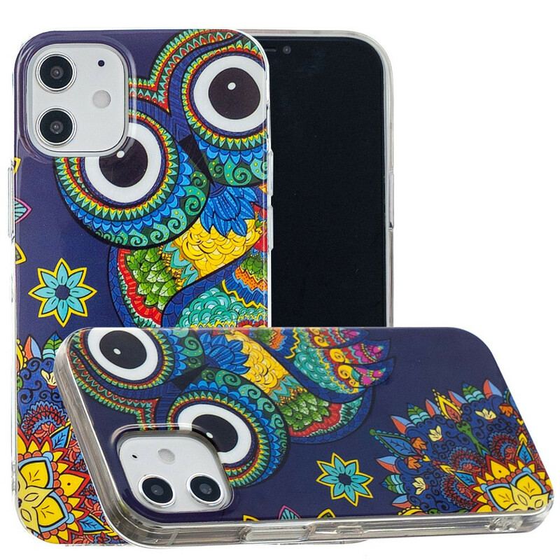 Capa Para iPhone 12 Mini Mandala Coruja Fluorescente