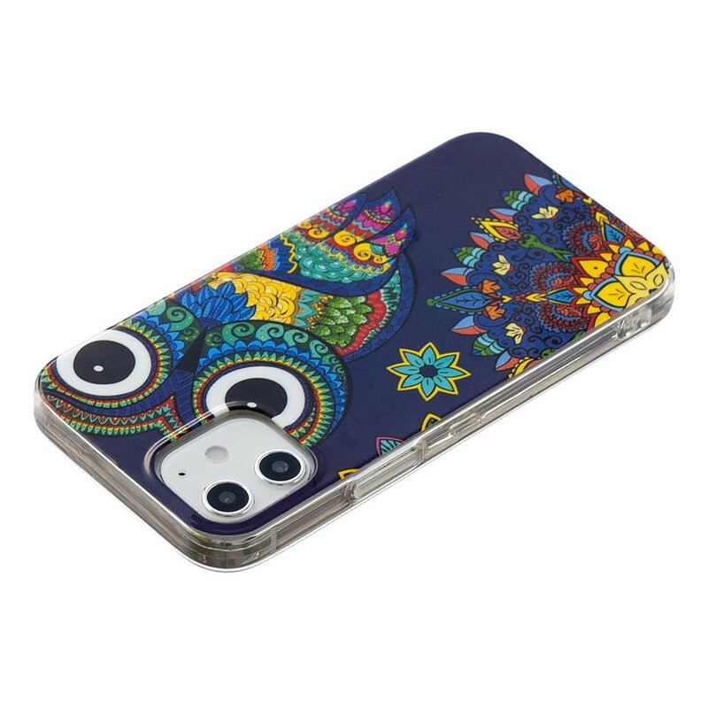 Capa Para iPhone 12 Mini Mandala Coruja Fluorescente