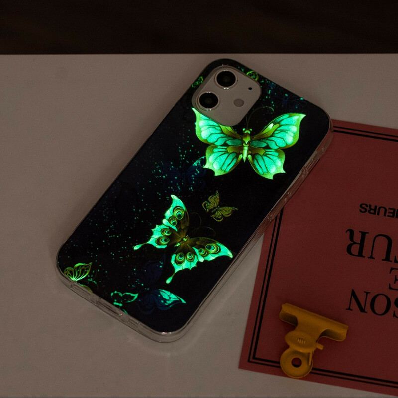 Capa Para iPhone 12 Mini Série Borboletas Fluorescentes