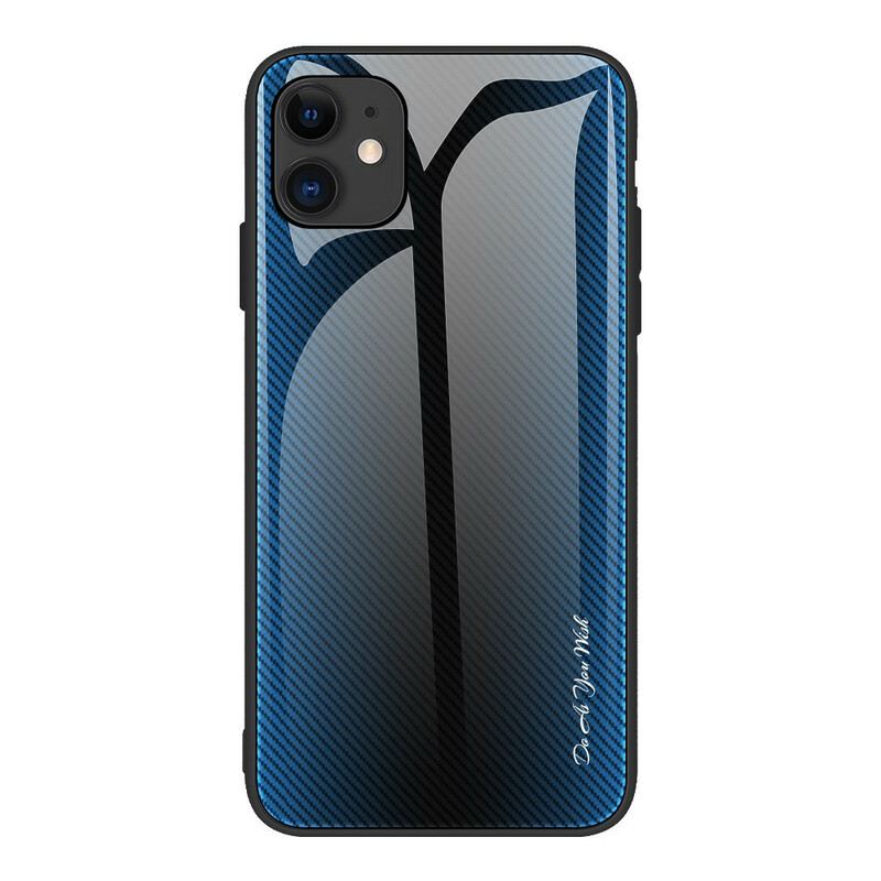 Capa Para iPhone 12 Mini Vidro Temperado De Fibra De Carbono Clássico