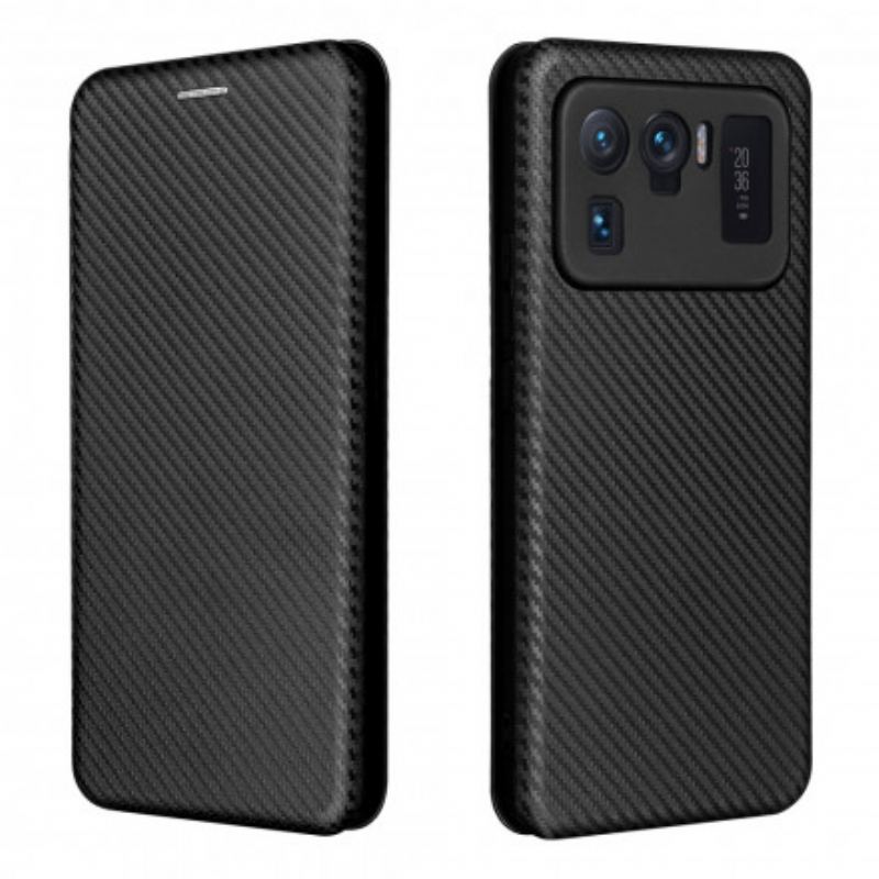 Capa De Celular Para Xiaomi Mi 11 Ultra Flip Fibra De Carbono Com Anel De Suporte