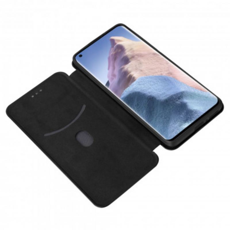 Capa De Celular Para Xiaomi Mi 11 Ultra Flip Fibra De Carbono Com Anel De Suporte