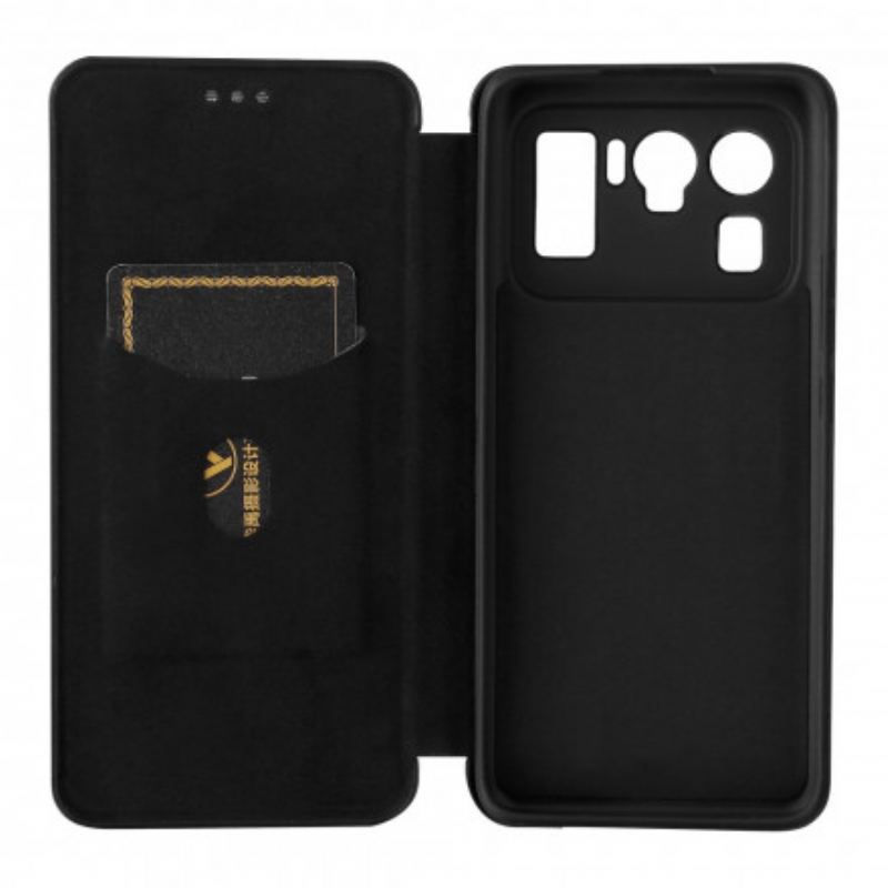 Capa De Celular Para Xiaomi Mi 11 Ultra Flip Fibra De Carbono Com Anel De Suporte