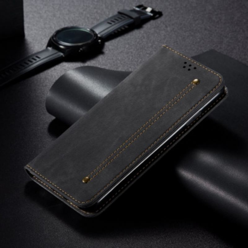 Capa De Celular Para Xiaomi Mi 11 Ultra Flip Textura De Jeans De Couro Sintético