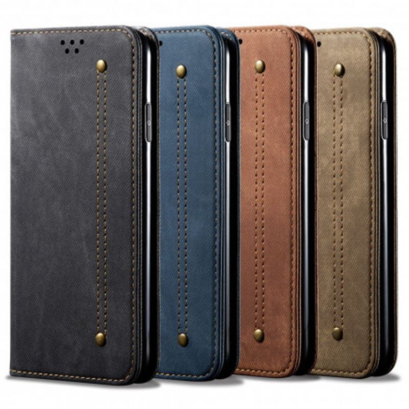 Capa De Celular Para Xiaomi Mi 11 Ultra Flip Textura De Jeans De Couro Sintético