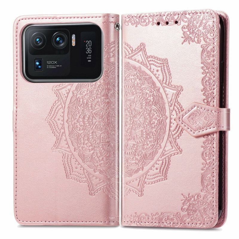 Capa De Couro Para Xiaomi Mi 11 Ultra Mandala Idade Média