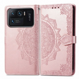 Capa De Couro Para Xiaomi Mi 11 Ultra Mandala Idade Média