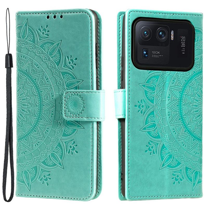 Capa Em Pele Para Xiaomi Mi 11 Ultra Mandala Do Sol