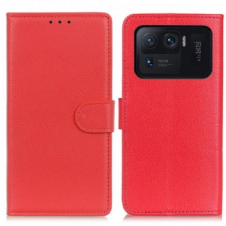 Capa Flip Para Xiaomi Mi 11 Ultra Couro Sintético De Lichia Clássico