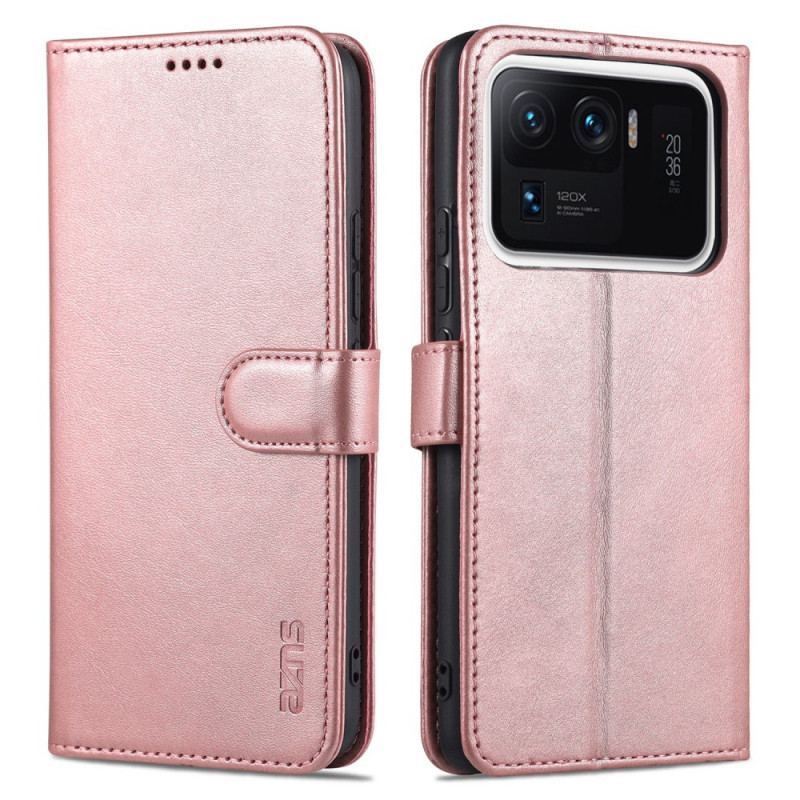 Capa Folio Para Xiaomi Mi 11 Ultra Efeito Couro Azns