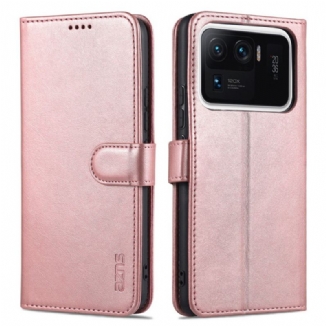 Capa Folio Para Xiaomi Mi 11 Ultra Efeito Couro Azns