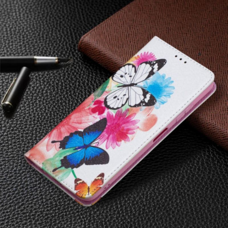 Capa De Celular Para Samsung Galaxy A22 5G Flip Borboletas Coloridas