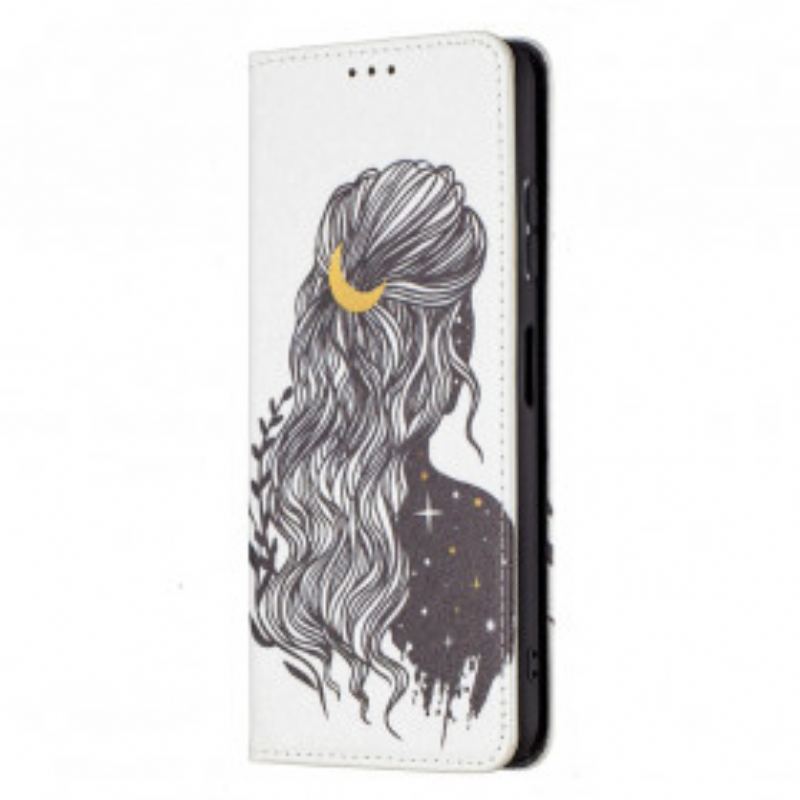 Capa De Celular Para Samsung Galaxy A22 5G Flip Cabelo Bonito