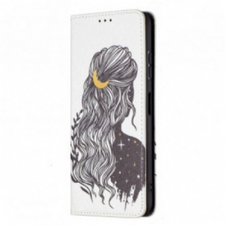 Capa De Celular Para Samsung Galaxy A22 5G Flip Cabelo Bonito