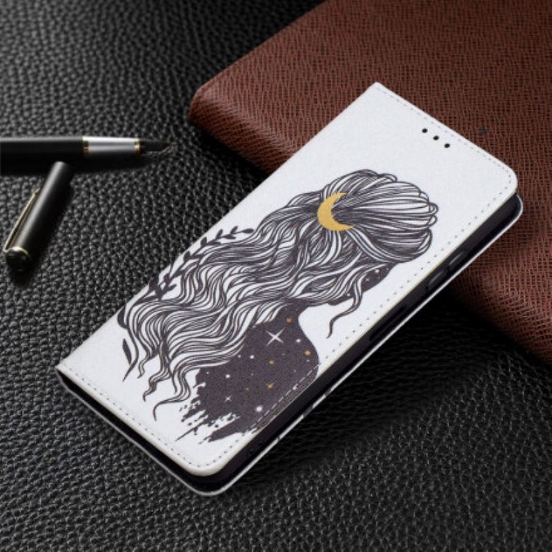 Capa De Celular Para Samsung Galaxy A22 5G Flip Cabelo Bonito