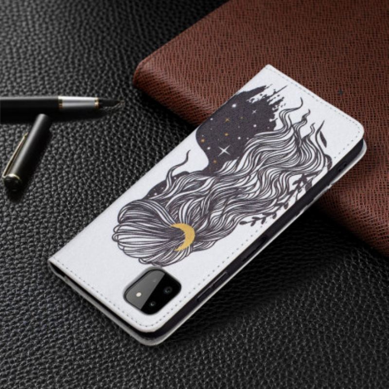 Capa De Celular Para Samsung Galaxy A22 5G Flip Cabelo Bonito