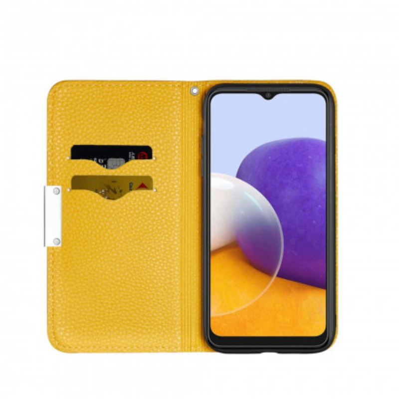 Capa De Celular Para Samsung Galaxy A22 5G Flip Couro Falso Lichia Ultra Chic