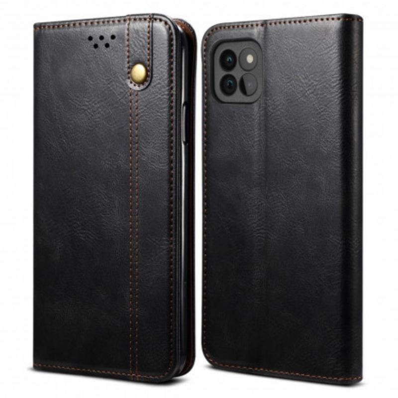 Capa De Celular Para Samsung Galaxy A22 5G Flip Couro Sintético Encerado