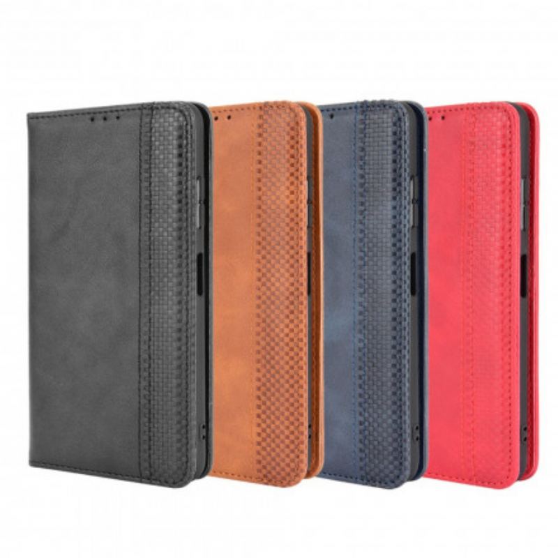 Capa De Celular Para Samsung Galaxy A22 5G Flip Efeito Couro Vintage Estilizado