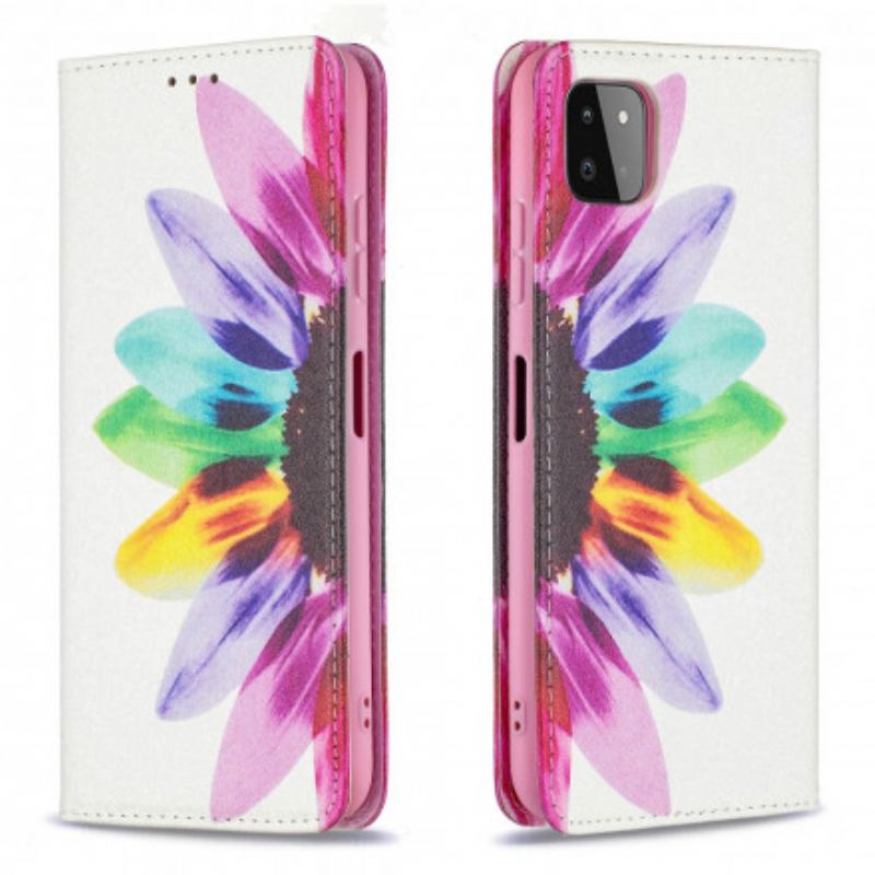 Capa De Celular Para Samsung Galaxy A22 5G Flip Flor Aquarela