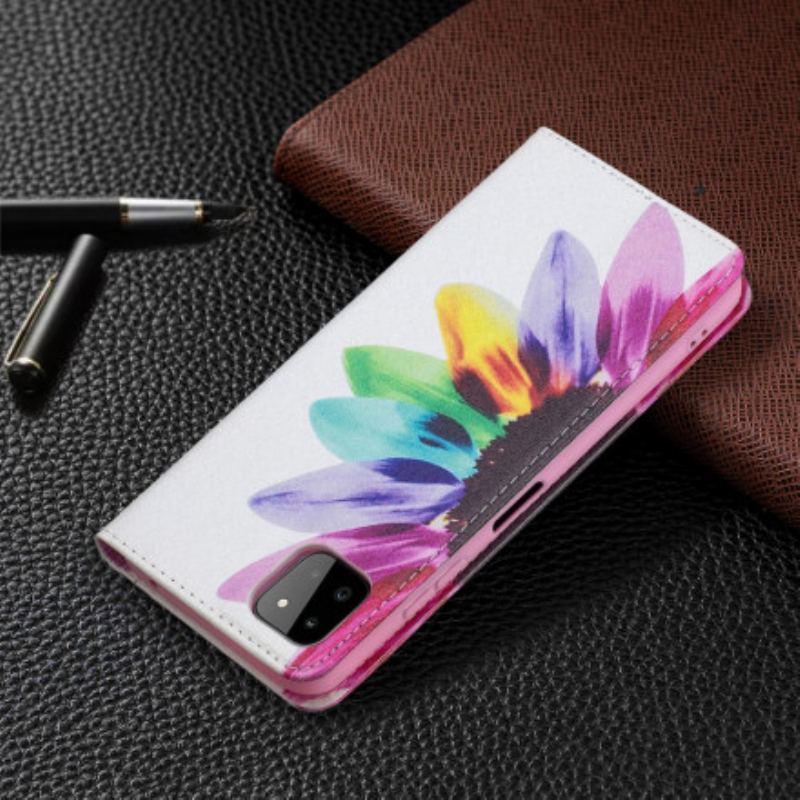 Capa De Celular Para Samsung Galaxy A22 5G Flip Flor Aquarela