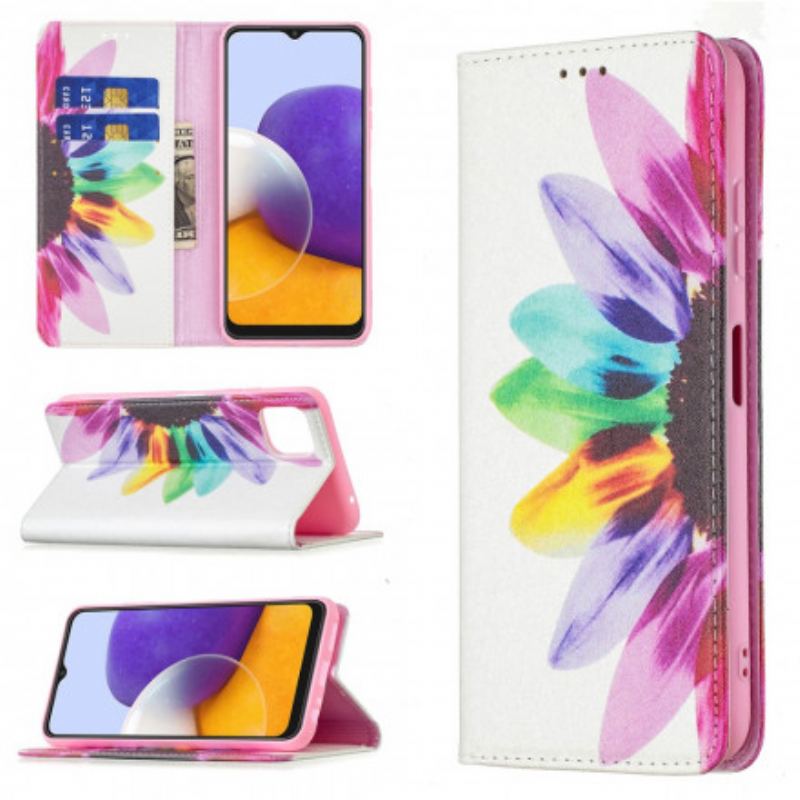 Capa De Celular Para Samsung Galaxy A22 5G Flip Flor Aquarela