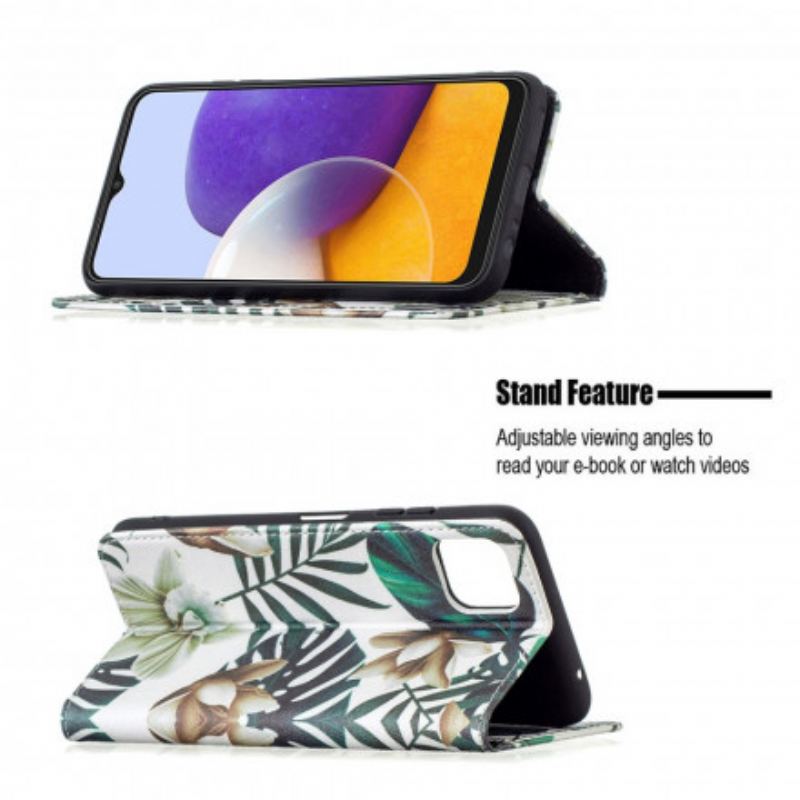 Capa De Celular Para Samsung Galaxy A22 5G Flip Folhas